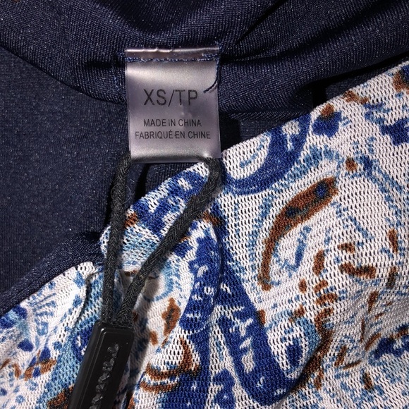 T Tahari blue floral midi dress size xsmall - Picture 6 of 9